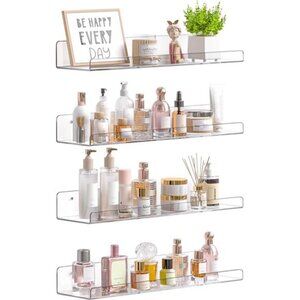Acrylic Shelves for Bathroom Storage, 15" Floating Shelves Wall